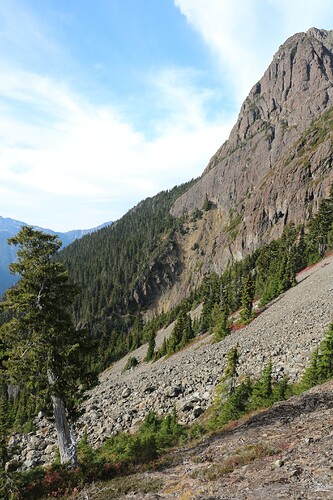 The scree zone with the Y junction as a navigation reference