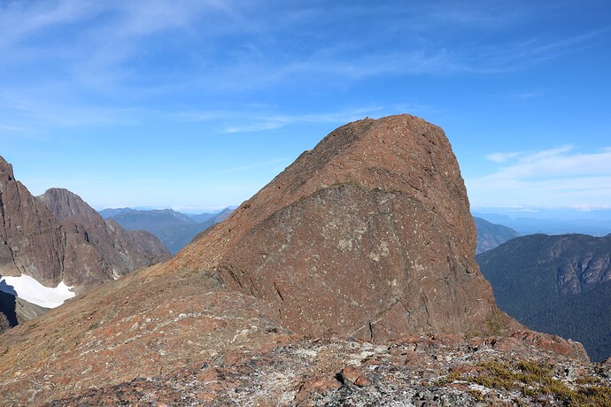 At the saddle, with the summit in view