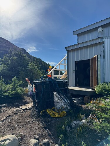 Cobalt Lake outhouse with poop ready to fly down.