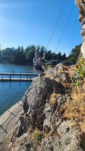 Tyler closes off the night with a lower off the cleaned anchors. (Photo: Ben Abramovich)