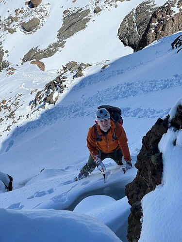 Ascending the middle portion of the buttress.