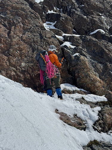 Chris assessing the route and anchor possibilities.