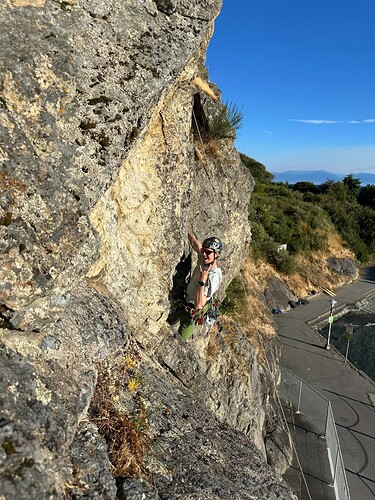 Hot dogging after the completing the Nose 5.9 and overhang. (Photo: Tyler Kennedy)