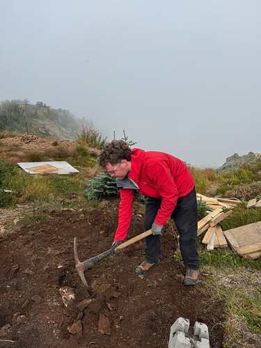 Sean playing Minecraft with the pickaxe.
