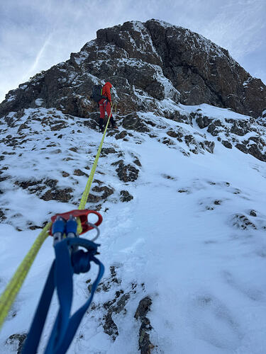 Finishing the 2nd rappel, Mike waiting above