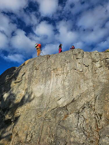 Set up at the lip of Fisherman's Wall to observe and coach novices through rappels. (Photo: Colin Dams)